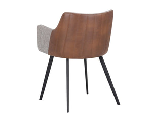 Sunpan GRIFFIN Dining Armchair - Elegant Two-Tone November Grey & Bravo Cognac for Modern Spaces 105083