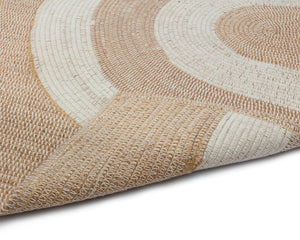 Sunpan DERBY Hand-Woven Rug in Sand & Cream - Elegant Crescent Design for Indoor & Outdoor Spaces, 10' x 14' 109332