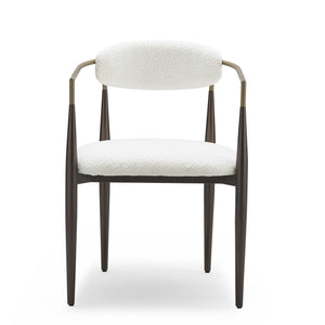 English Elm Christopher Knight Home® - Low Back Upholstered Dining Chair with Gold-Trim Iron Frame, Curved Open Backrest, Plush Comfort White+Gold N771P249346J