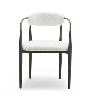 English Elm Dining Arm Chairs Set of 2 Gold Accent Iron Frame Upholstered Modern Minimalist White+Gold N771P392272J