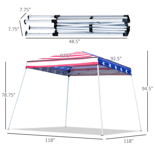 English Elm Outsunny Slant Leg Pop-Up Canopy Tent With American Flag Roof – Adjustable Height & Easy Setup! W2225P200588-GIGA