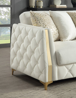 English Elm Lippa Quilted Polyester Sleeper Sofa with Gold Legs Storage and Contemporary Style Off White B009S02230