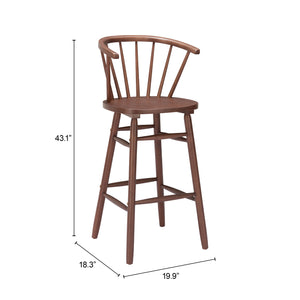 Zuo Modern Stenger Barstool Set Of 2 - Modern Rubberwood Design With Comfort For Your Stylish Space Walnut Rubberwood 110523-zuo-modern