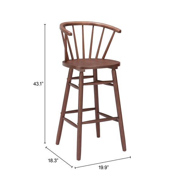 Zuo Modern Stenger Barstool Set Of 2 - Modern Rubberwood Design With Comfort For Your Stylish Space Walnut Rubberwood 110523-zuo-modern