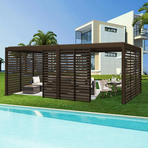 English Elm Outdoor Aluminum Louvered Pergola Screen Panel for Patio Privacy and Wind Protection W1859P446171