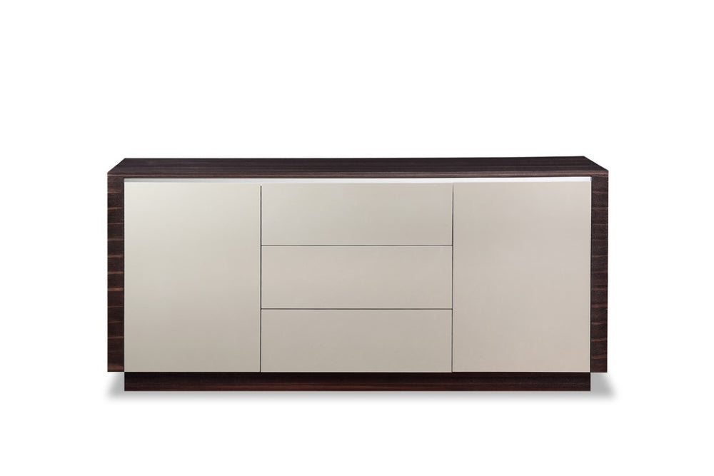 VIG Furniture Caligari Modern Oak & Grey Gloss Buffet With Soft-Close Drawers, Ample Cabinet Storage, Fully Assembled VGUNAC642-183