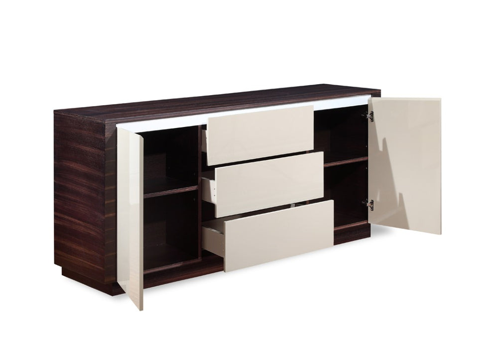 VIG Furniture Caligari Modern Oak & Grey Gloss Buffet With Soft-Close Drawers, Ample Cabinet Storage, Fully Assembled VGUNAC642-183