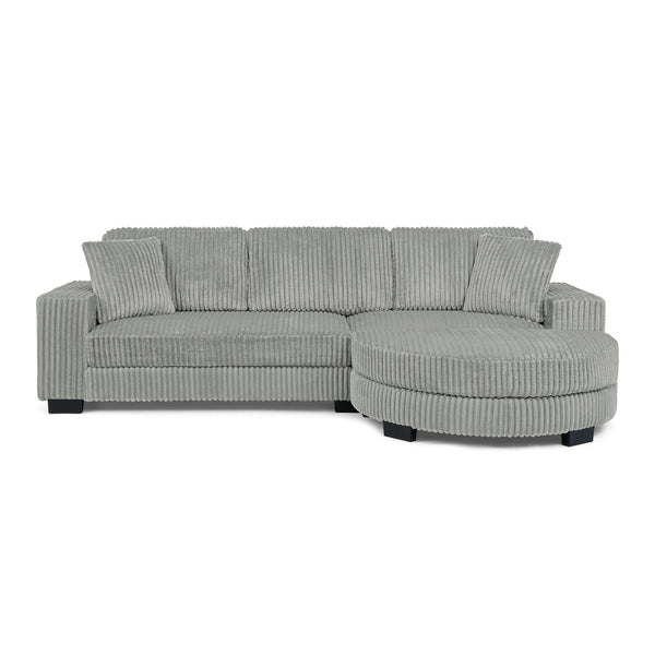 English Elm Corduroy L-Shaped Modular Sleeper Sectional Sofa With Versatile Footstool - Cozy Gray Comfort! W487S00344