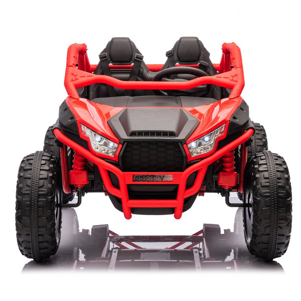 English Elm 24v Two Seater Kids Utv with Parental Remote Dual Motors Four Wheel Suspension Led Red W1578P198433
