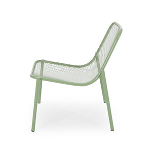 English Elm Kincaid Outdoor Iron Mesh Conversation Set Rust Resistant Patio Chairs with Side Table Matte Green N775P392159G