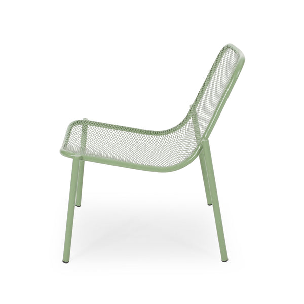English Elm Kincaid Outdoor Iron Mesh Conversation Set Rust Resistant Patio Chairs with Side Table Matte Green N775P392159G