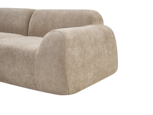 English Elm Oversized Velvet Cloud Sectional with Memory Foam Cushioning and L-shape Chaise Lounge Beige W3728S00013