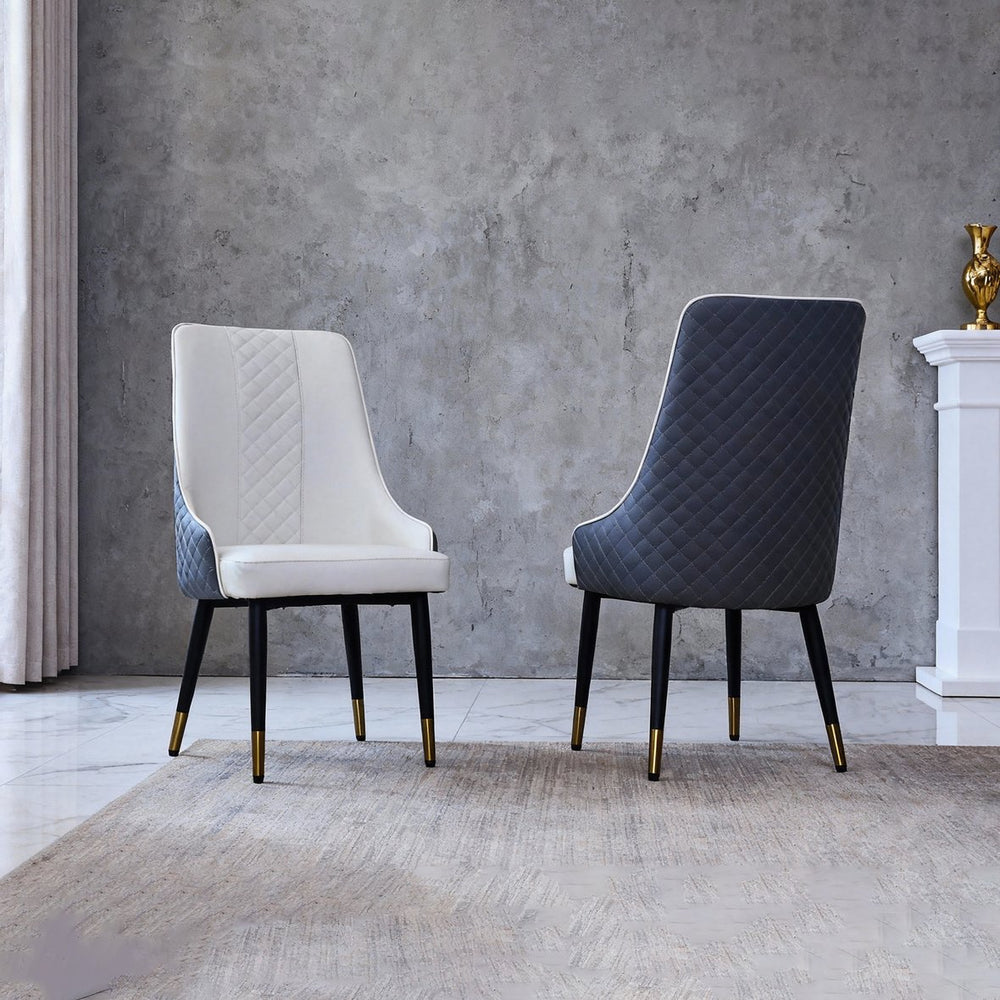 English Elm Modern Pu Leather High Back Dining Chairs Waterproof Steel Frame Set of 2 W2699P401053