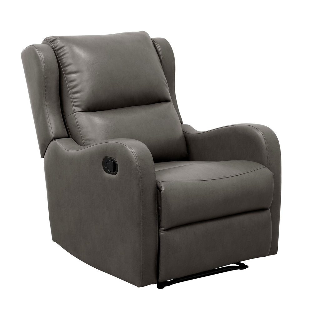English Elm Faux Reclining Chair with Smooth Faux Leather Upholstery, Pull-Tab Recline & Plush Living Room Seat Gray 30.25 L x 30.5 W x 26.25 H B011P207535