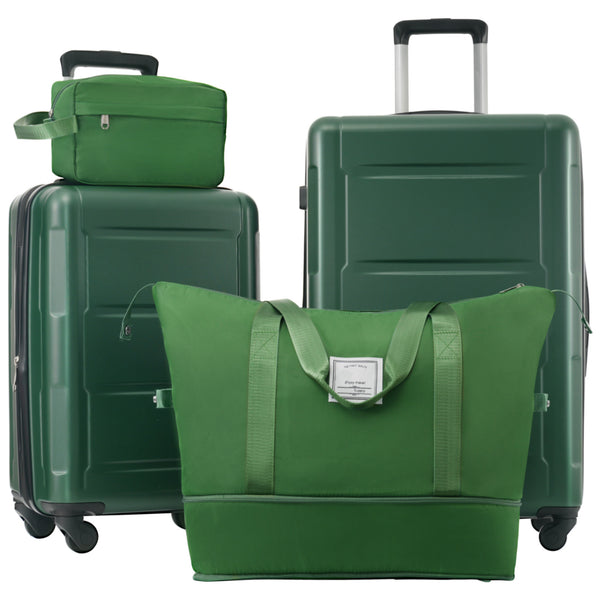 English Elm 2 Piece Abs Hard Shell Spinner Luggage Set with Tsa Lock Expandable Travel Suitcases Green N732P198744F