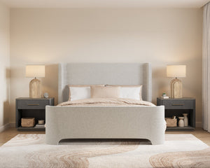 Sunpan Altman Retro-Inspired Nightstand with Faux Leather Frame & Soft-Close Drawers for Stylish Storage