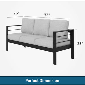 English Elm 3-piece Outdoor Aluminum Conversation Set with Deep Cushions and Wpc Coffee Table Light Gray B082S00099