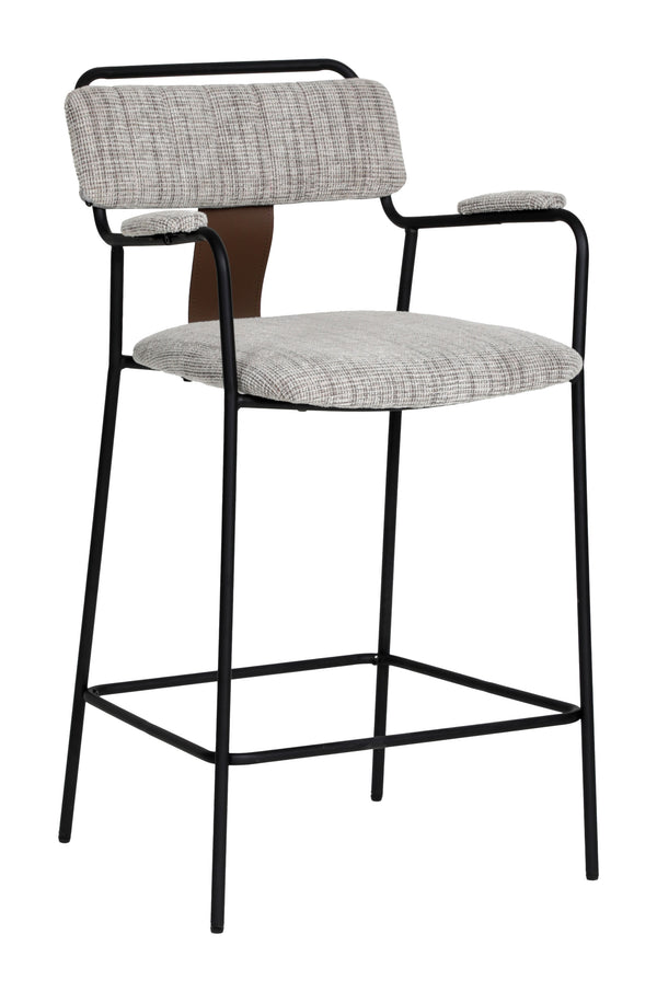 Zuo Modern Couva Counter Stool Set Of 2 - Modern Gray Tweed Design With Stylish Arms For Home & Bar Use Gray 100% Polyester,100% Polyurethane,Steel,Plywood 110936-zuo-modern