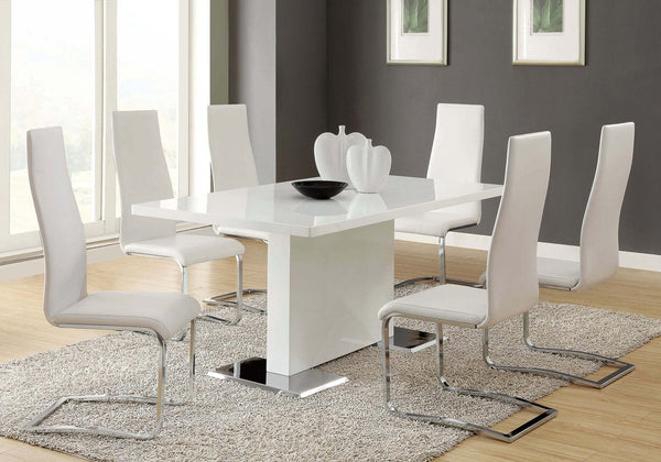 English Elm Set Leatherette Upholstered Dining Side Chairs with Ergonomic Contour, Chrome Legs, Modern Minimalist Flair White B016P223043