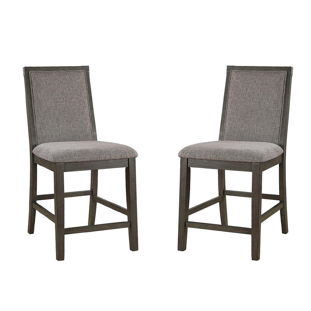 English Elm Set of 2 Counter Height Chairs with Upholstered Cushion and Weathered Wood Legs for Comfort and Style Grey B016P222637