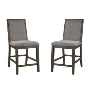 English Elm Set of 2 Counter Height Chairs with Upholstered Cushion and Weathered Wood Legs for Comfort and Style Grey B016P222637