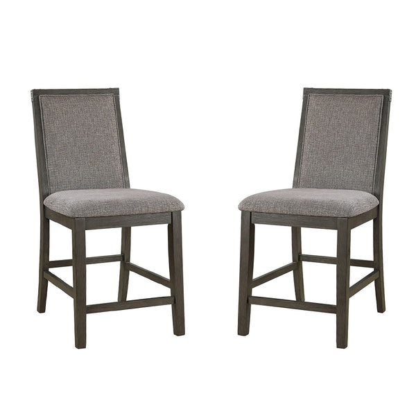 English Elm Set of 2 Counter Height Chairs with Upholstered Cushion and Weathered Wood Legs for Comfort and Style Grey B016P222637