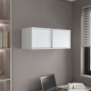 English Elm Wall Engineered Wood Cabinet with Single Door and Two Shelves for Kitchen Storage, Modern Durable Design White 33.86 L x 14.17 W x 3.54 H B097P250892
