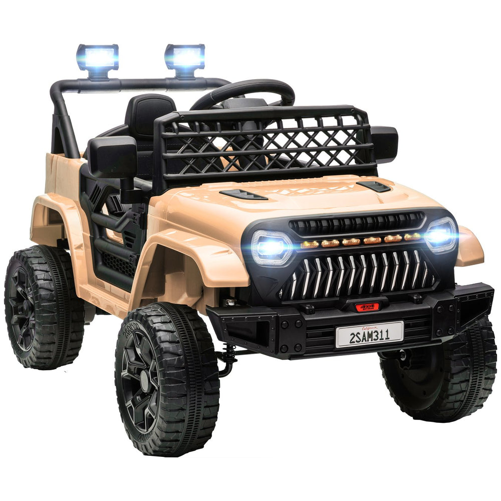 English Elm Qaba 12v Battery Powered Kids Ride on Utv with Spring Suspension and Remote Khaki W2225P249875