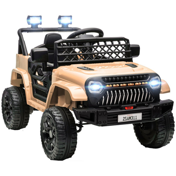 English Elm Qaba 12v Battery Powered Kids Ride on Utv with Spring Suspension and Remote Khaki W2225P249875