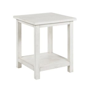 English Elm Wood Pine End Table with Open Shelf Rustic Farmhouse Living Room Accent Piece White B016P472796