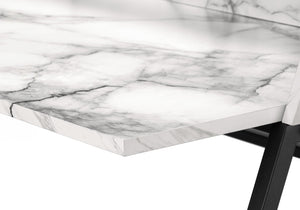English Elm Computer Desk With Marble Look Surface, Black Metal Frame, Compact Storage For Home Office Use B2710P219835