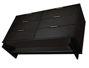 English Elm Granville 55" Black Dresser - Sleek Solid Wood Design With 6 Full-Extension Drawers & Gold Accents B365S00087