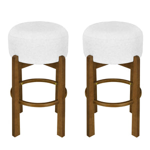 English Elm Christopher Knight Home® - Vera Set Of 2 Wooden Barstools With Ivory Upholstery & Dark Walnut Finish For Stylish Comfort N775P333869D