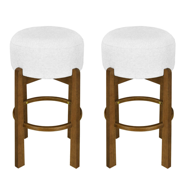 English Elm Christopher Knight Home® - Vera Set Of 2 Wooden Barstools With Ivory Upholstery & Dark Walnut Finish For Stylish Comfort N775P333869D