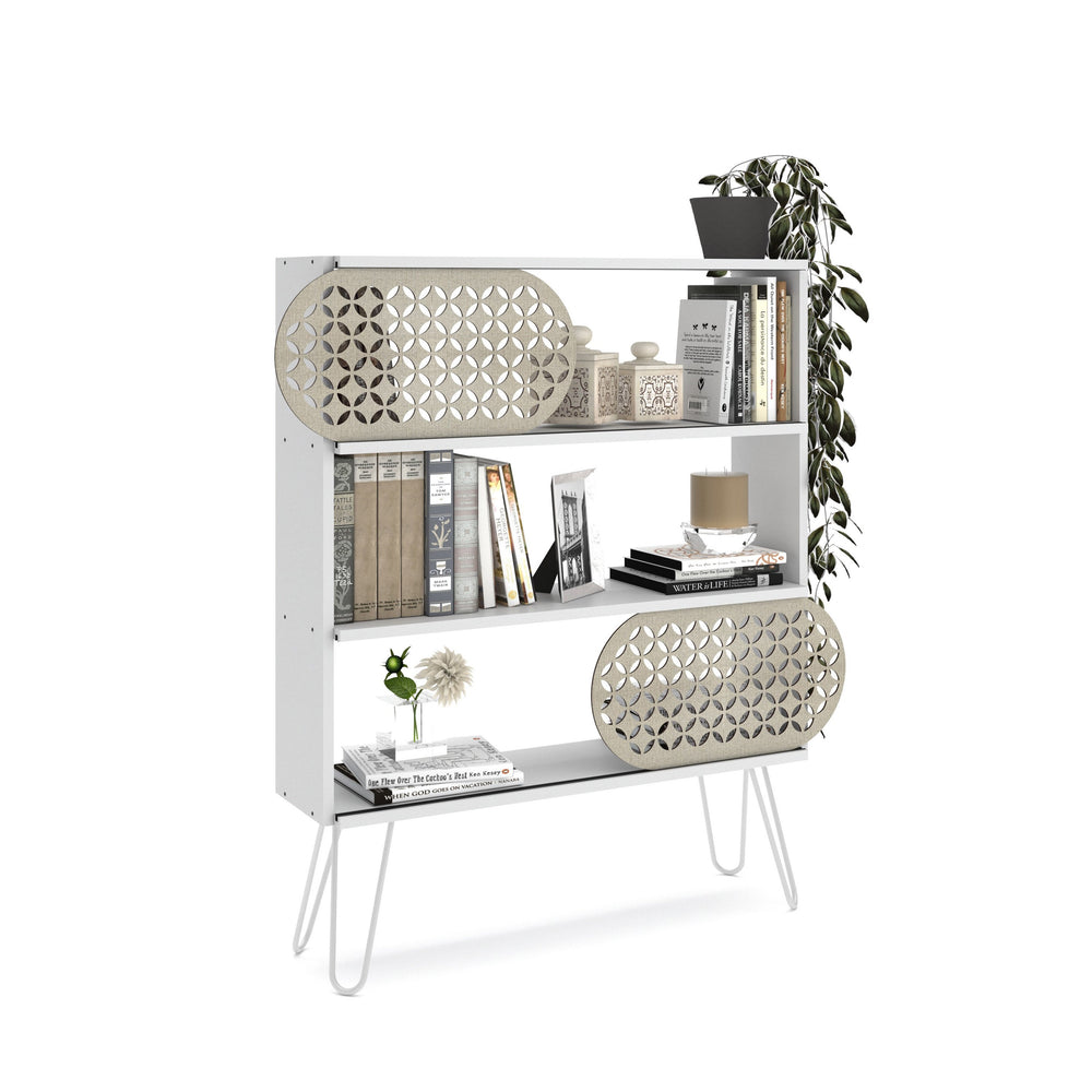 English Elm Illia Modern 3-Tier Bookcase White - Open Wood Frame Shelves with Metal Legs, Compact & Durable B029P330337