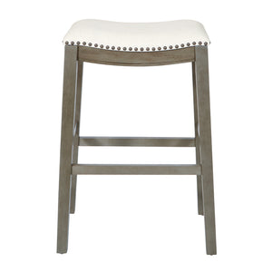 OSP Home Furnishings Saddle Stool 30" - Set of 2 Linen / Antique Grey