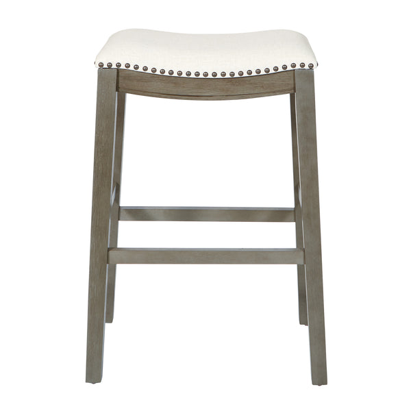 OSP Home Furnishings Saddle Stool 30" - Set of 2 Linen / Antique Grey