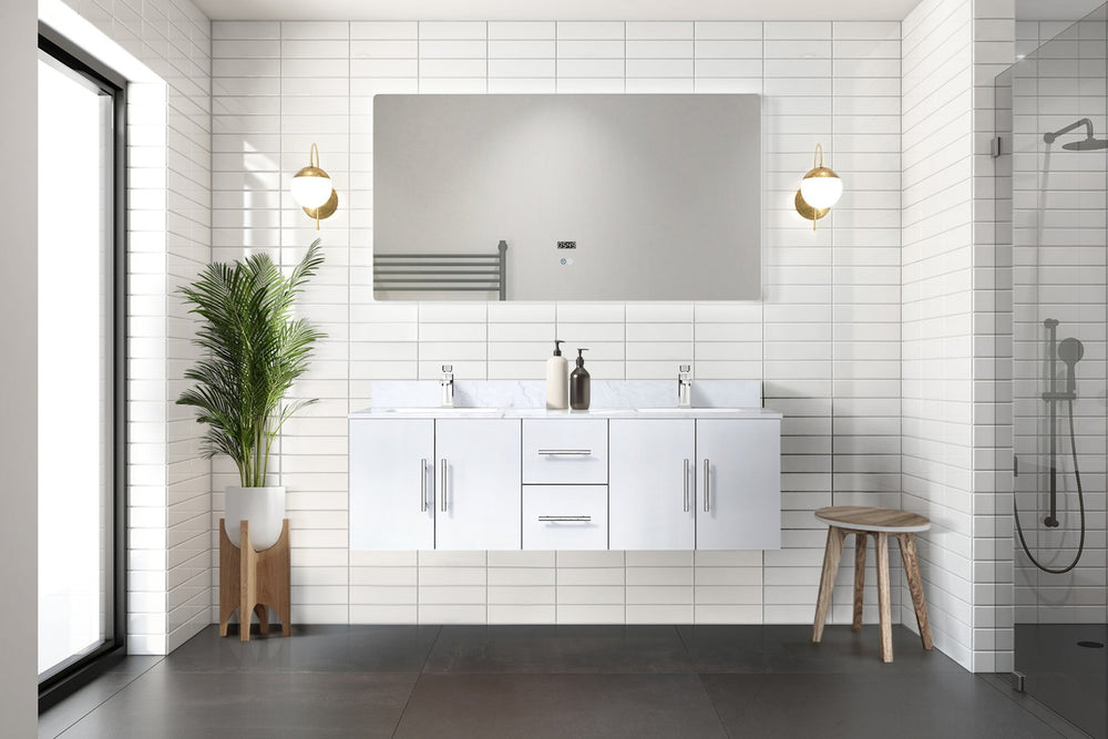 English Elm Glossy White Double Bath Vanity - 60" W With Spacious Storage, Soft-Close Drawers & Easy Install B2731P258504