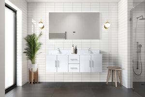 English Elm Glossy White Double Bath Vanity - 60" W With Spacious Storage, Soft-Close Drawers & Easy Install B2731P258504