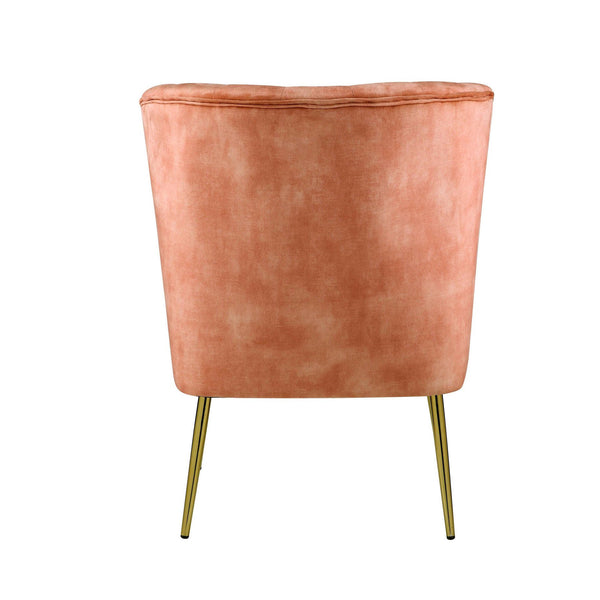 English Elm Burnt Velvet Tufted Wingback Accent Chair in Burnt Orange Velvet with Gold Metal Legs, Modern Focal Point B062P186525