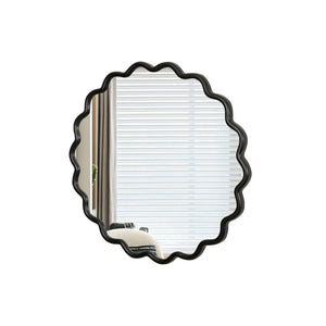 English Elm Solid Wood Wavy Mirror – Modern 36" Decorative Wall Art For Brightening Bathrooms & Living Spaces W1445P189599-GIGA