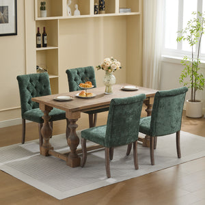 English Elm Upholstered Chenille Tufted Dining Chairs Set of 2 with Curved Wood Legs Club Style Olive Green W1143P457782
