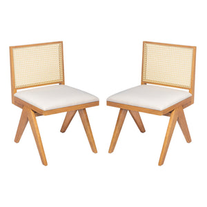 English Elm Christopher Knight Home® - Chandigarh Dining Room Chairs - Set Of 2, Natural Cane & Beige Cushions For Farmhouse Charm & Comfort N768P241398N