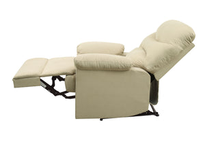 English Elm Beige Recliner Chair With Pillow-Top Armrests – Cozy Microfiber Upholstery For Ultimate Comfort B062P215431