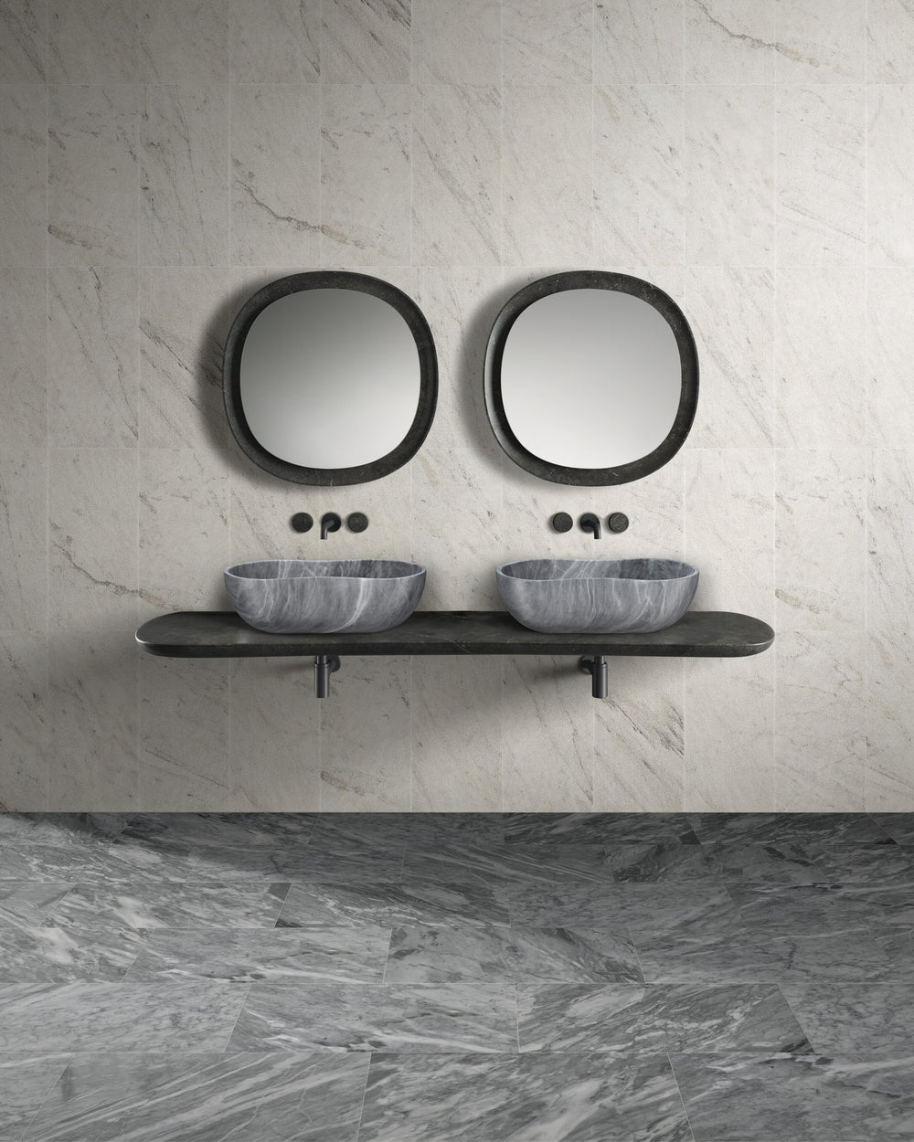 English Elm Carrara Gray Marble Vessel Sink - Semi-Polished, Unique Design For Elegant Bathrooms, 23.6X14.2 Inches W1696P333270