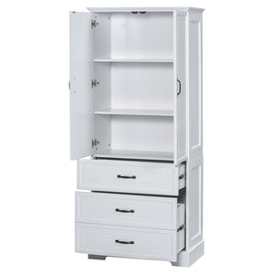 English Elm Tall Bathroom Storage Cabinet - Modern White Design With Adjustable Shelves, Drawers & Doors! N725P206123K-GIGA