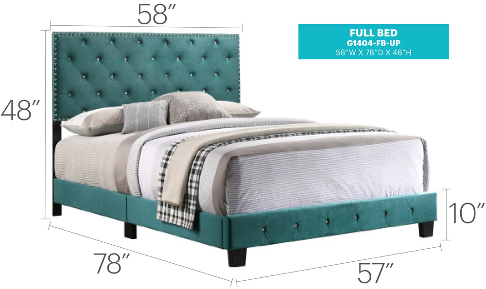 English Elm Transitional Velvet King Bed with Sturdy Frame and Upholstered Headboard, 48"H x 80"W x 83"D Elegance Green 24.6 L x 60 W x 5.5 H B078108013