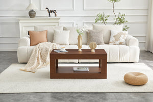 English Elm Modern Two Tier Rectangular Coffee Table with Open Shelf Mdf Frame for Living Rooms W3875P389609