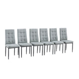 English Elm Linen Tufted Dining Room Chairs Set Of 6, Accent Diner Chairs Upholstered Fabric Side Stylish Kitchen Chairs With Metal Legs and Padded Seat - Gray