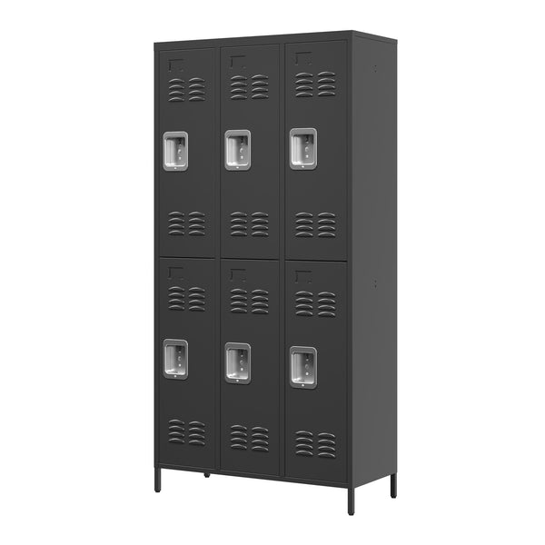 English Elm 6 Door 72"H Metal Lockers with Individual Locks for Home Gym Office School Garage – Durable Steel Storage T2398P282146